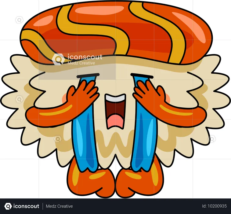 Sushi mascot crying  Illustration