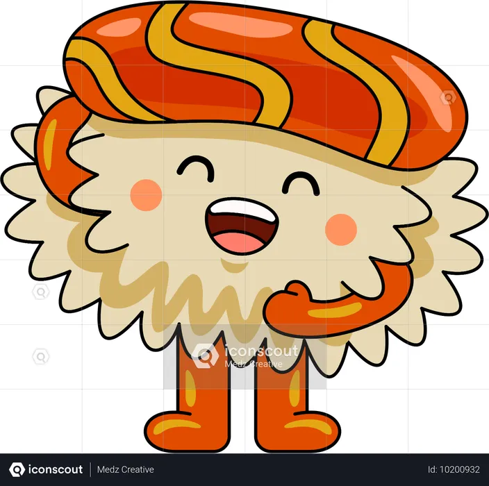 Sushi mascot smiling  Illustration