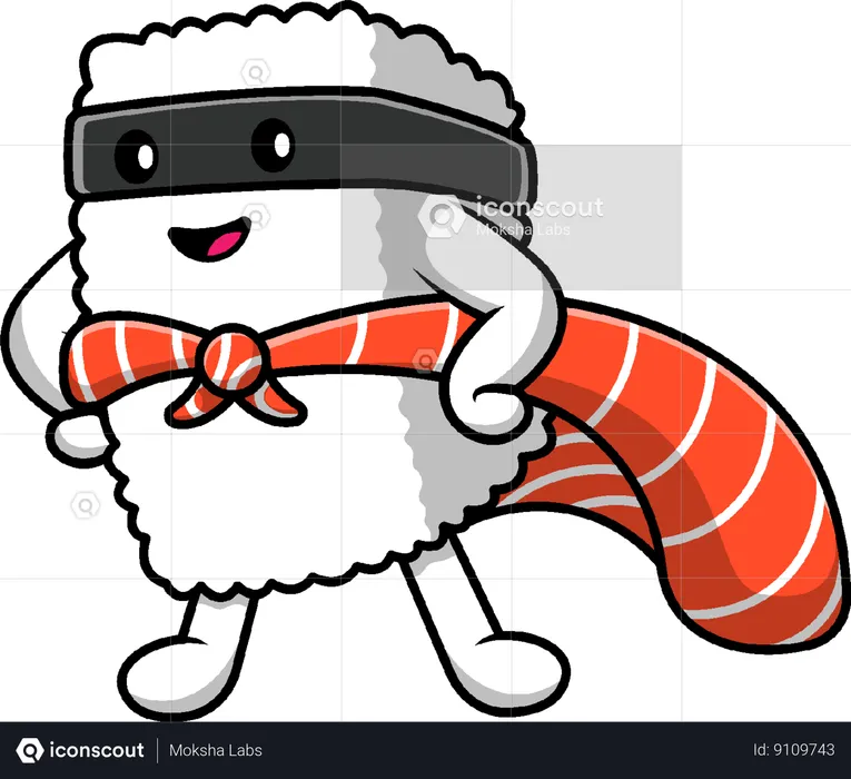 Sushi Salmon Super Hero  Illustration