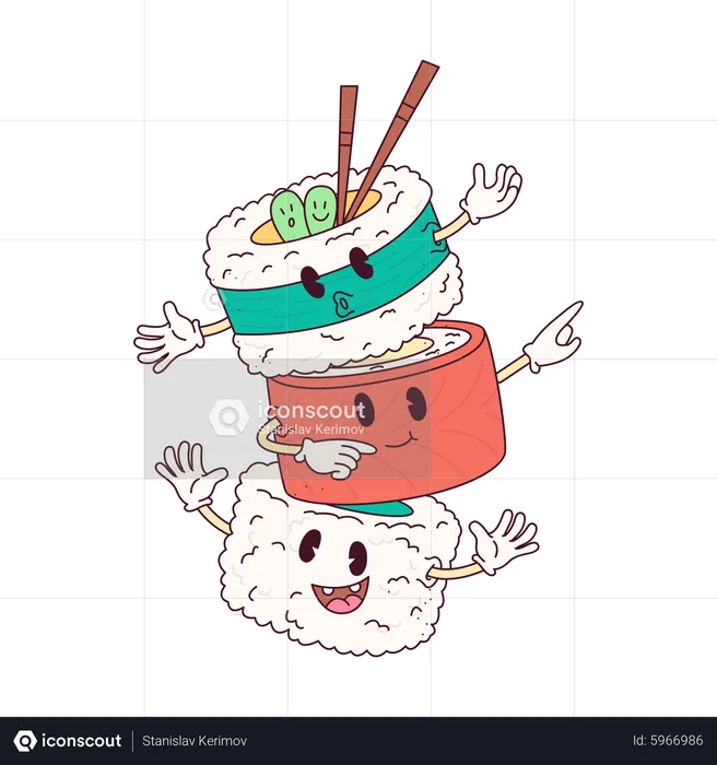 Sushi Triplets  Illustration