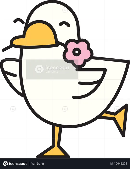 Süße Ente mit Blume  Illustration