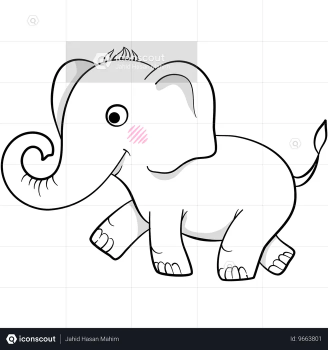 Niedlicher Elefant zu Fuß  Illustration