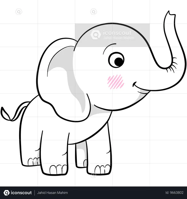 Niedlicher Elefant stehend  Illustration