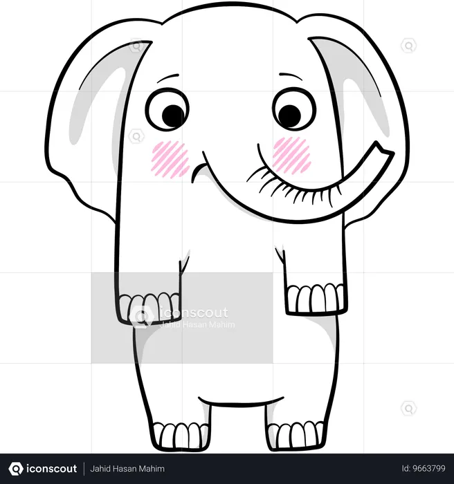 Niedlicher Elefant, der auf zwei Beinen steht  Illustration