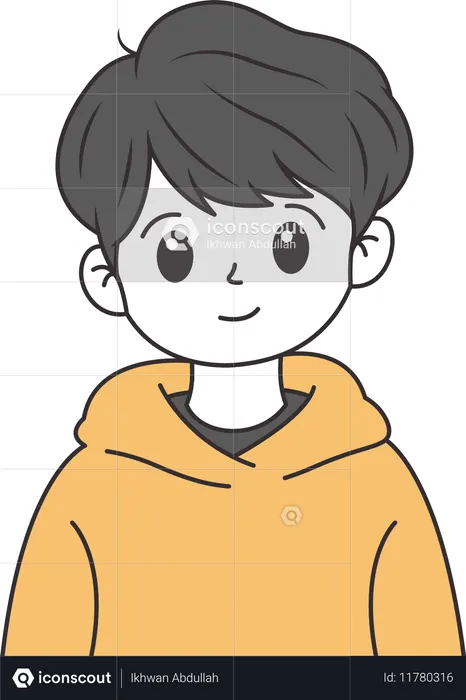 Niedlicher Junge mit Kapuzenpullover und glücklichem Gesichtsausdruck  Illustration
