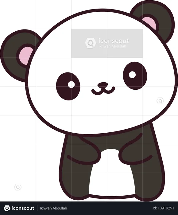 Niedlicher Panda-Tiermaskottchen-Charakter mit glücklichem Gesichtsausdruck  Illustration