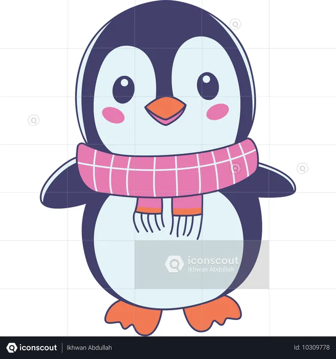 Niedlicher Pinguin-Charakter mit Schal  Illustration