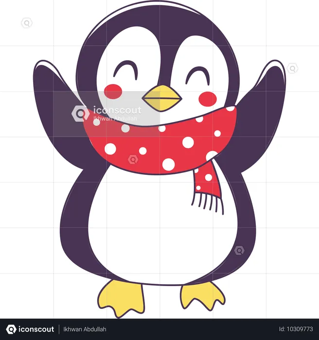 Niedlicher Pinguin mit Schal im Winter  Illustration