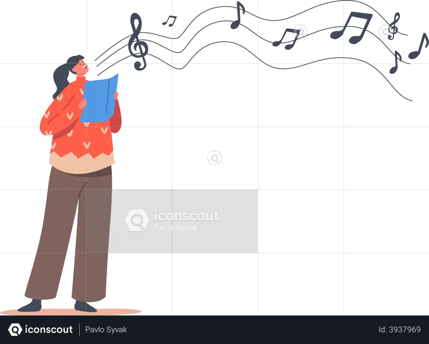 Süßes Kind singt Weihnachtslieder  Illustration