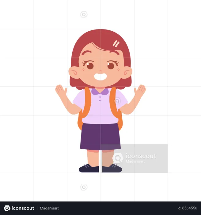 Nettes Mädchen sagt auf Wiedersehen  Illustration