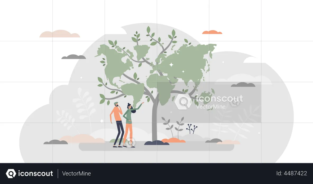 Sustainability tree as ecological green world  Illustration