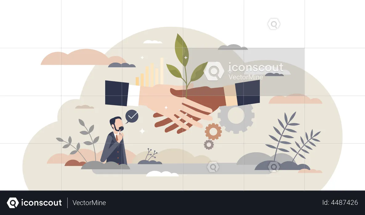 Sustainable partner and environmental friendly business  Illustration