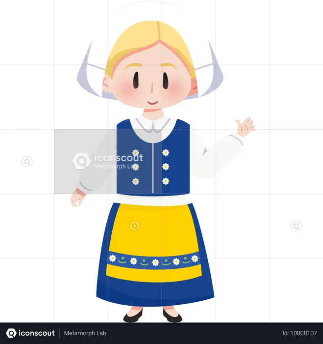 Sweden Folkdräkt girl  Illustration