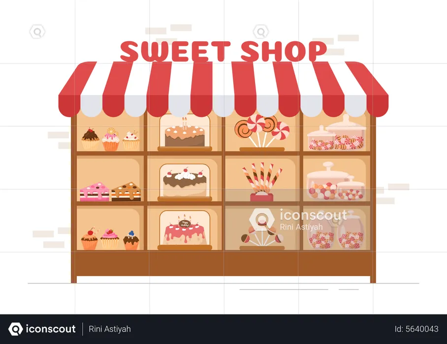 Sweet shop exterior  Illustration