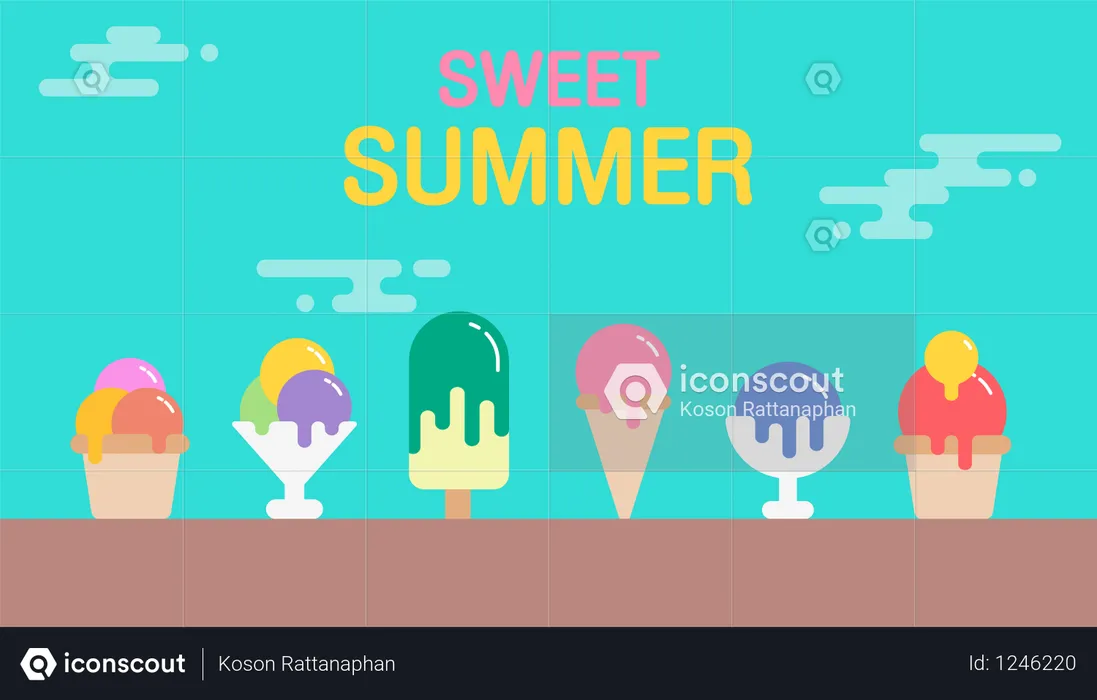 Sweet summer background  Illustration