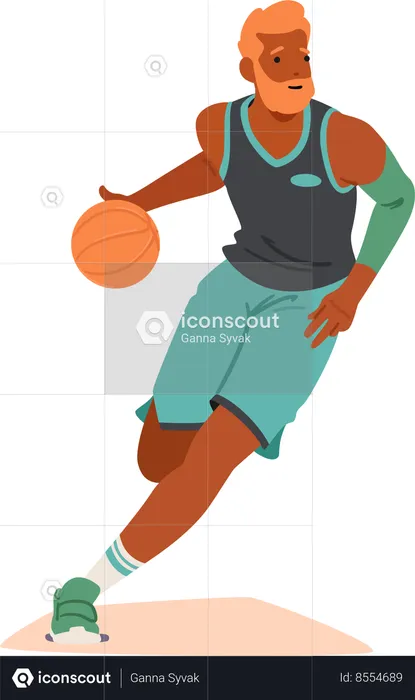 Swift Basketball Player Male Character Dashes Down The Court  Illustration