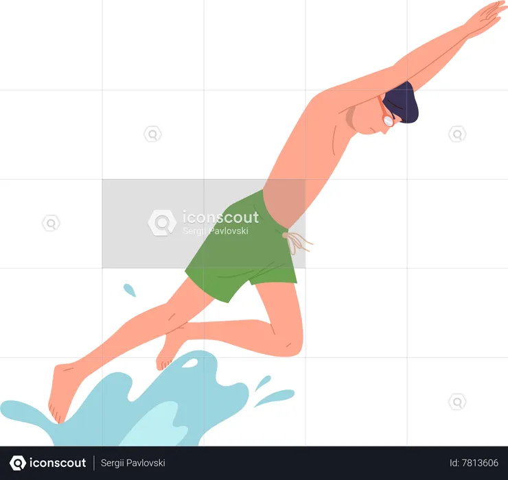 Swimmer jumping to water  Illustration