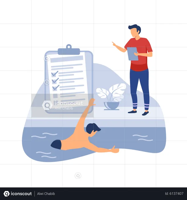 Swimming and lifesaving classes  Illustration