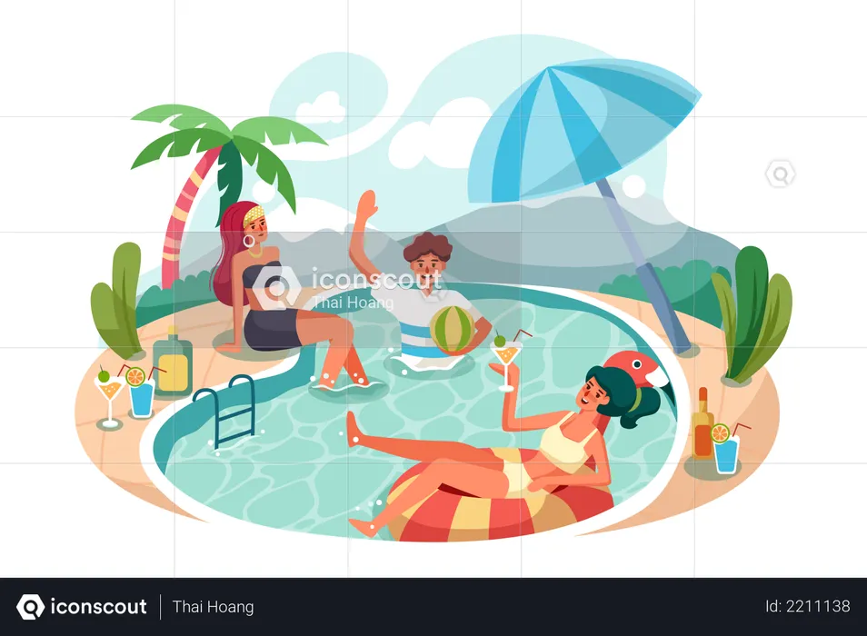 Swimming Pool Party  Illustration