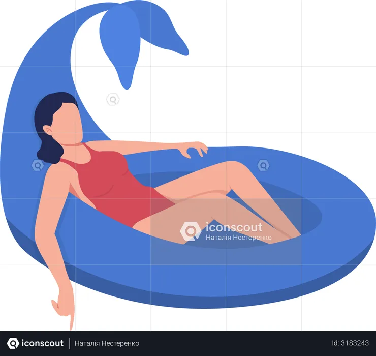 Swimming with dolphin pool float  Illustration