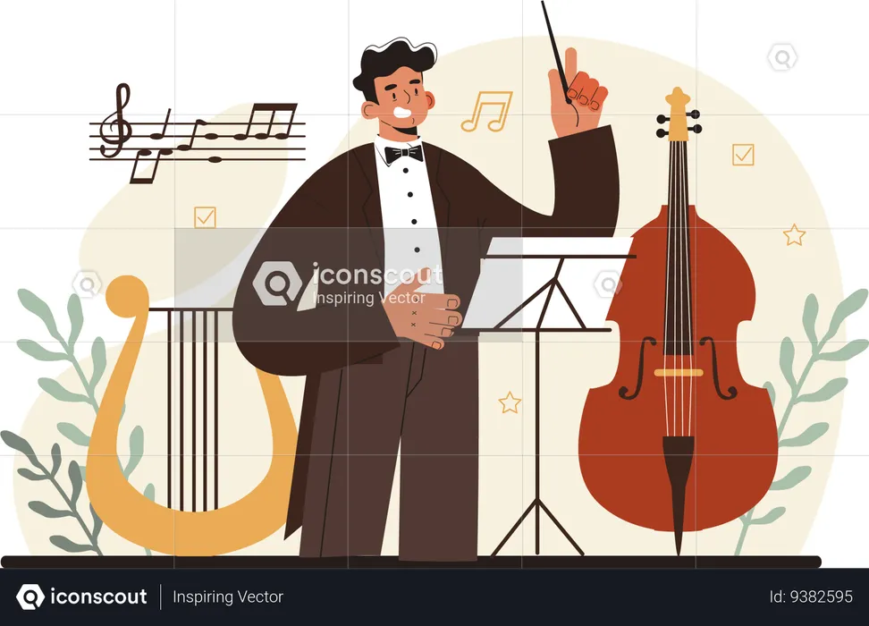 Symphony Orchestra Musicians Playing Musical Instruments  Illustration