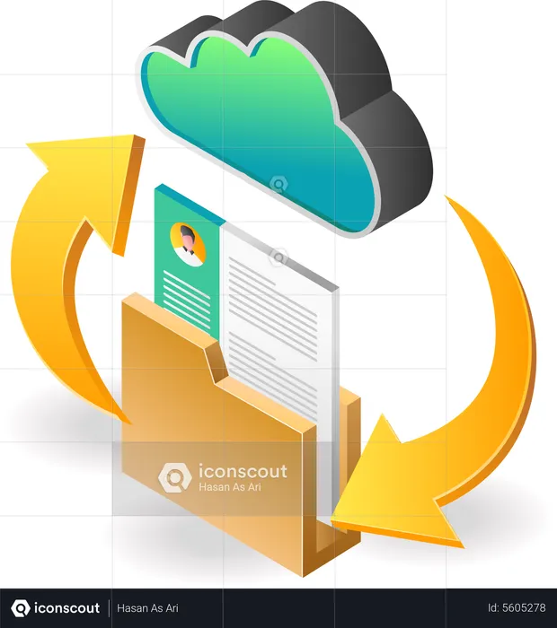 Sync document to cloud  Illustration