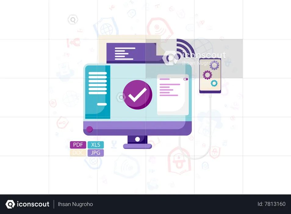 Synchronize Cellphone And Laptop Data  Illustration