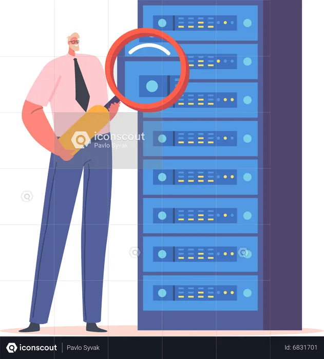 System administrator research on server  Illustration