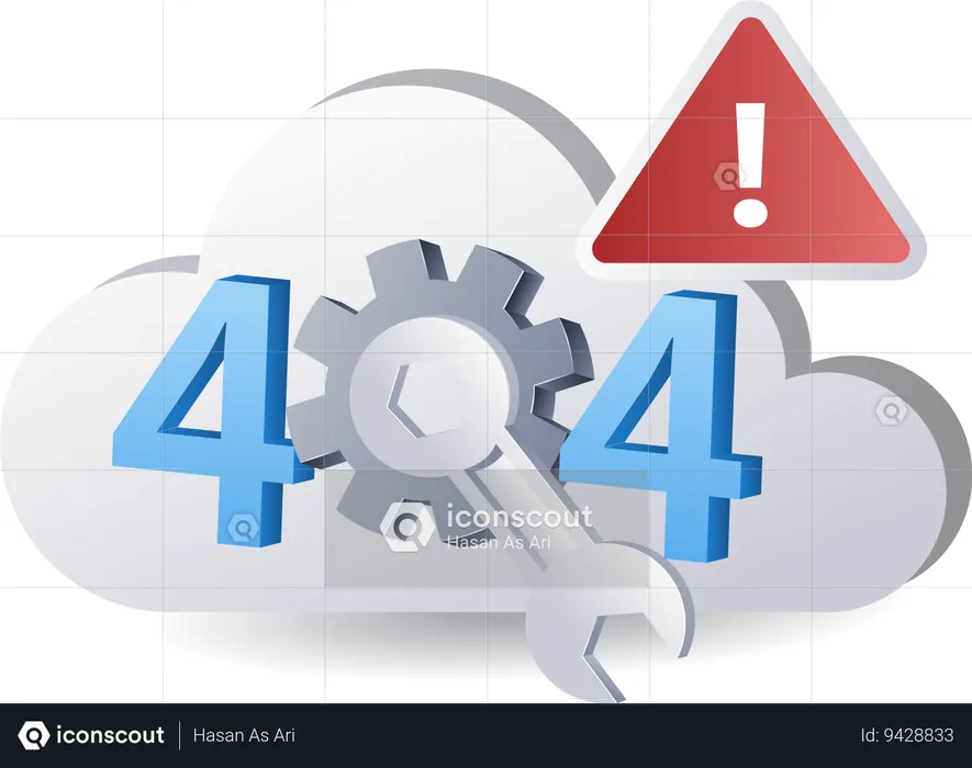 System cloud server warning error 404  Illustration