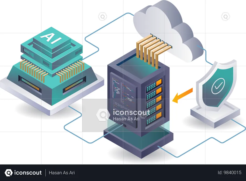 System for analyzing cloud server data security using artificial intelligence  Illustration