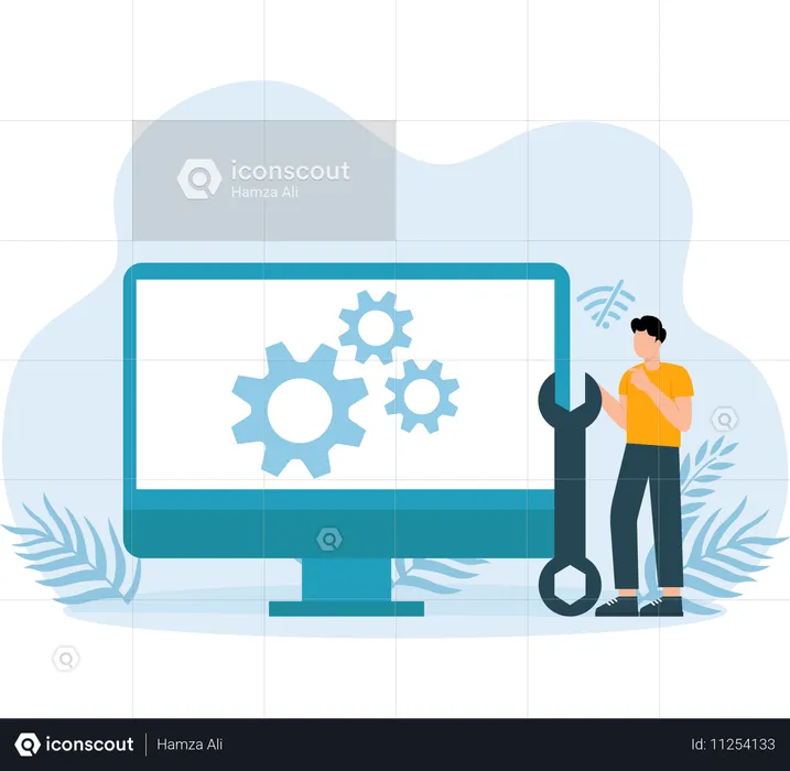 Auf den Computer heruntergeladene Systemkonfigurationsanwendung  Illustration