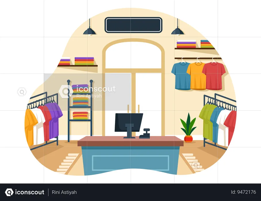 T-shirt Store and bill counter  Illustration