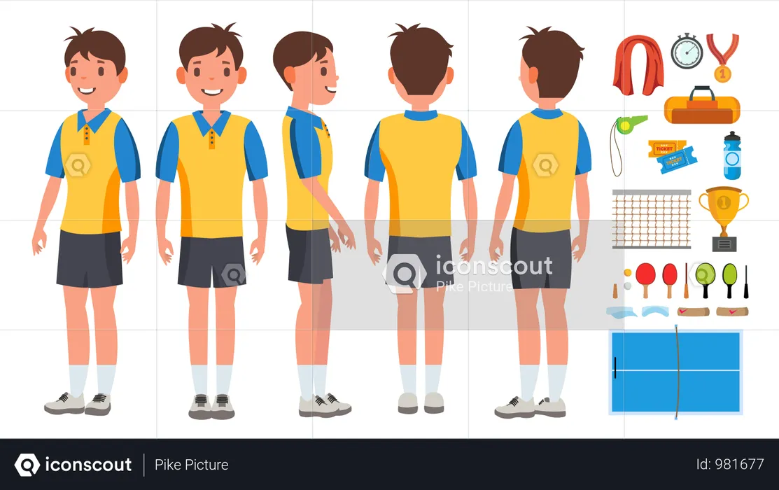 Table Tennis Player Male With Different Equipment  Illustration
