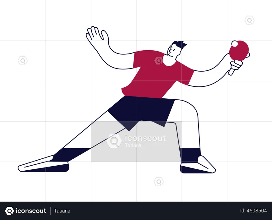 Table tennis player man serving ball  Illustration