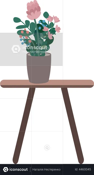 Table with houseplant  Illustration