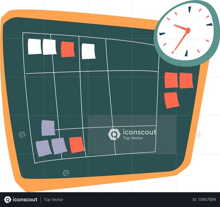 Tableau de planification avec tâches et horloge  Illustration