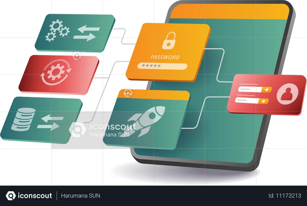 Tablet business system testing application  Illustration