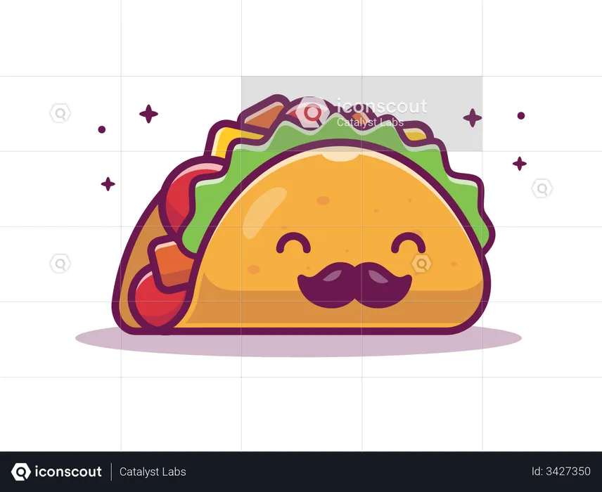 Taco with mustache  Illustration