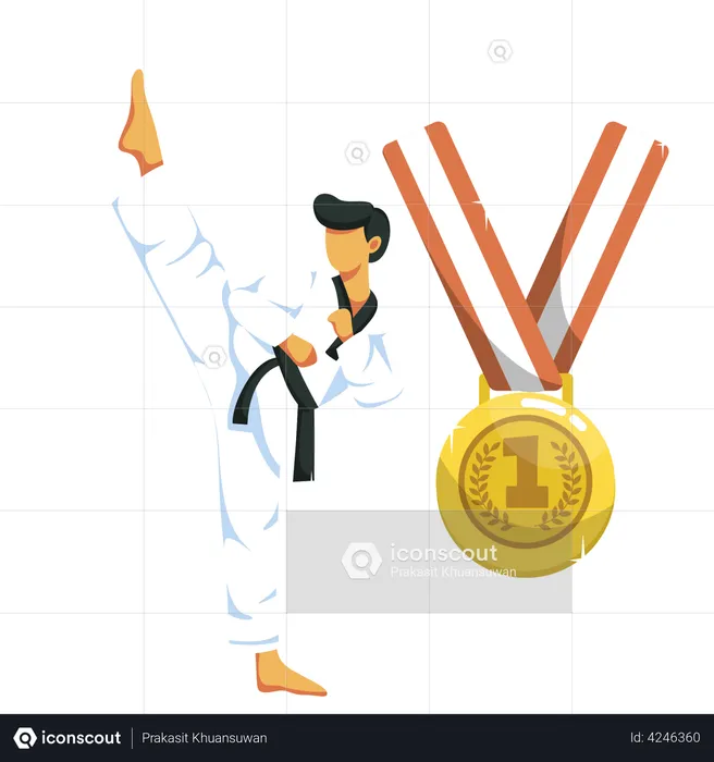 Taekwondo champion trophy  Illustration