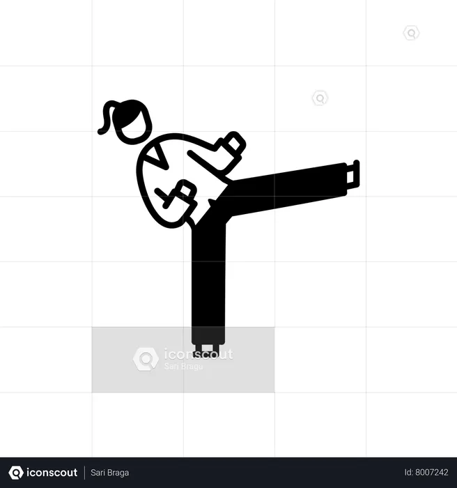 Taekwondo player kicking over head  Illustration