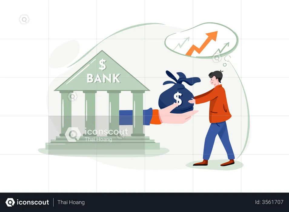 Taking loan from bank  Illustration