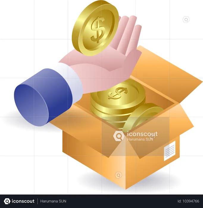 Taking money from the cardboard  Illustration