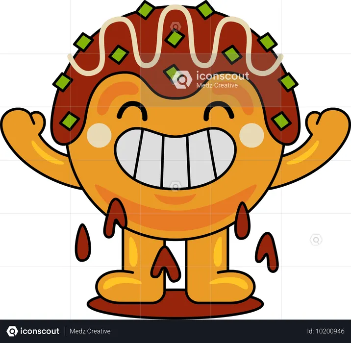 Mascote Takoyaki rindo  Ilustração