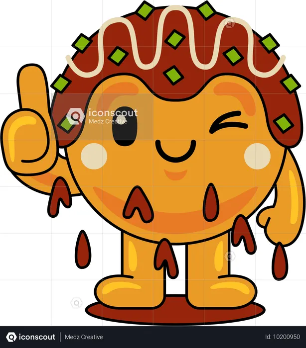 Takoyaki-Maskottchen zeigt Daumen hoch  Illustration