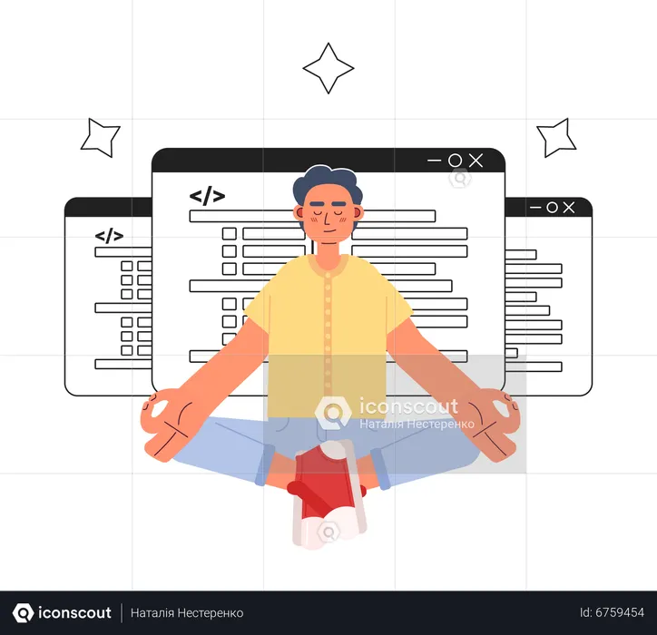 Talented programmer working efficiently  Illustration