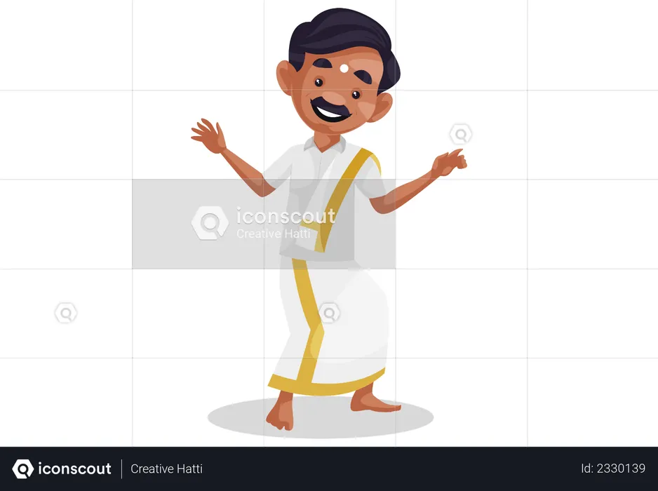 Homem tâmil dançando  Ilustração