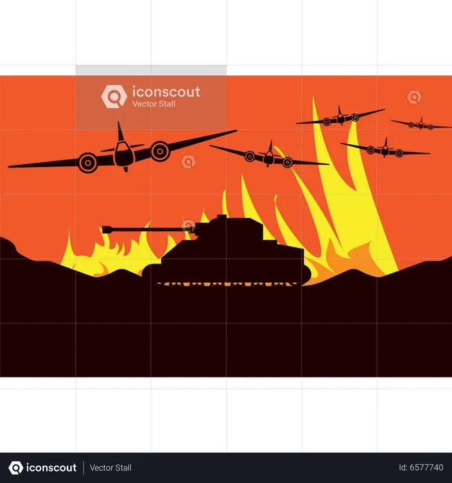 Tanks And Airplanes Are Being Used In War  Illustration