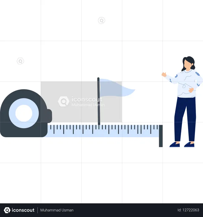 Tape Measure with a Flag and a Person Measurement  Illustration