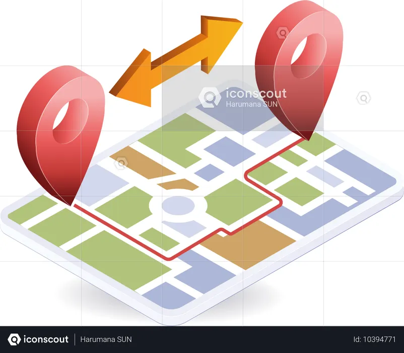 ターゲットロケーションルートマップアプリケーション  イラスト