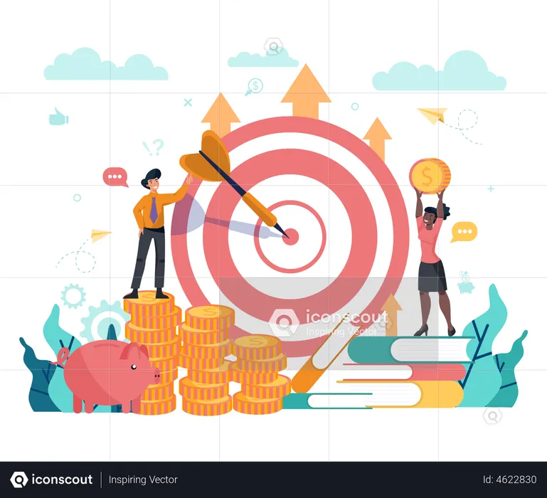 Target to success and profit increasing  Illustration